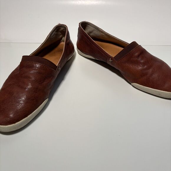 Frye Shoes Womens 8 Melanie Flats Slip On Loafer Brown Leather Casual Comfort - Picture 5 of 9